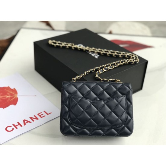 Replica Mini borsa a tracolla classica con patta A1115 Hardware nero argento