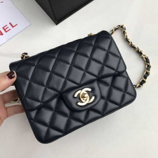 Replica Mini borsa a tracolla classica con patta A1115 Hardware nero argento