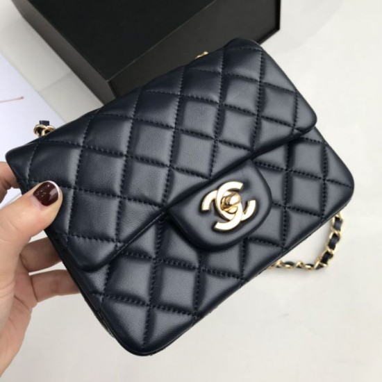 Replica Mini borsa a tracolla classica con patta A1115 Hardware nero argento