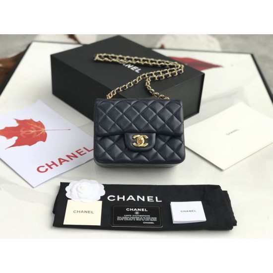 Replica Mini borsa a tracolla classica con patta A1115 Hardware nero argento