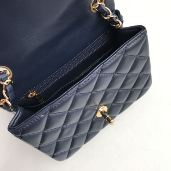 Replica Mini borsa a tracolla classica con patta A1115 Hardware nero argento