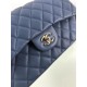 Replica Borsa Classica Grande Pelle Di Vitello Grana Metallo dorato A56800 Blu