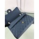 Replica Borsa Classica Grande Pelle Di Vitello Grana Metallo dorato A56800 Blu