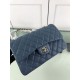 Replica Borsa Classica Grande Pelle Di Vitello Grana Metallo dorato A56800 Blu