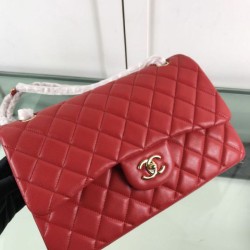 Replica Borsa Classica Grande Pelle Di Vitello Grana Metallo dorato A56800 Rosso