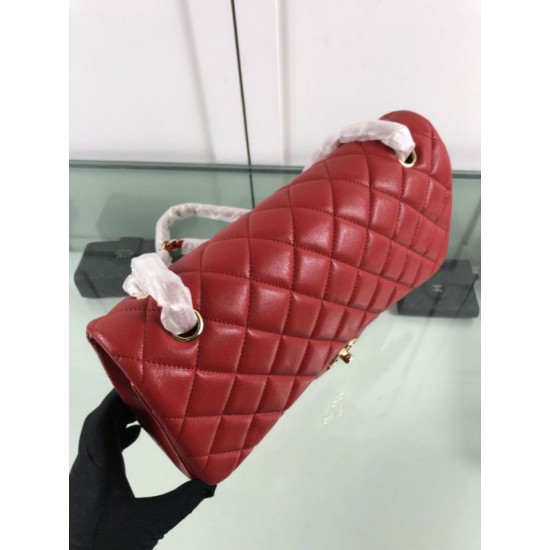 Replica Borsa Classica Grande Pelle Di Vitello Grana Metallo dorato A56800 Rosso