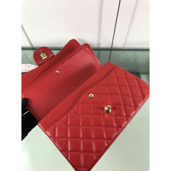 Replica Borsa Classica Grande Pelle Di Vitello Grana Metallo dorato A56800 Rosso