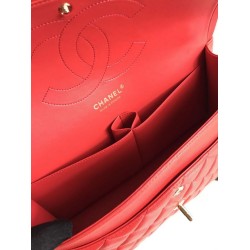 Replica Borsa Classica Grande Pelle Di Vitello Grana Metallo dorato A56800 Rosso
