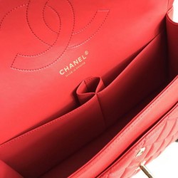 Replica Borsa Classica Grande Pelle Di Vitello Grana Metallo dorato A56800 Rosso