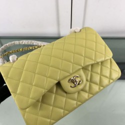 Replica Borsa Classica Grande Pelle Di Vitello Grana Metallo dorato A56800 Giallo