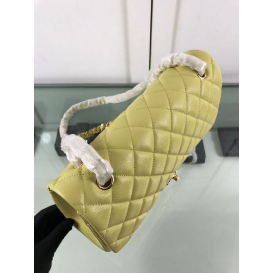 Replica Borsa Classica Grande Pelle Di Vitello Grana Metallo dorato A56800 Giallo