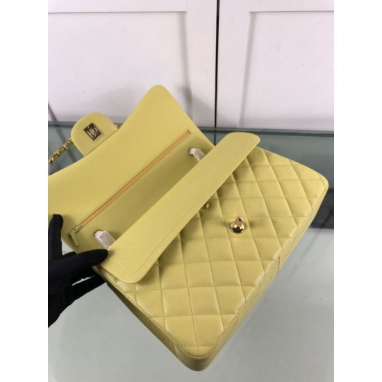Replica Borsa Classica Grande Pelle Di Vitello Grana Metallo dorato A56800 Giallo