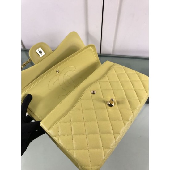 Replica Borsa Classica Grande Pelle Di Vitello Grana Metallo dorato A56800 Giallo