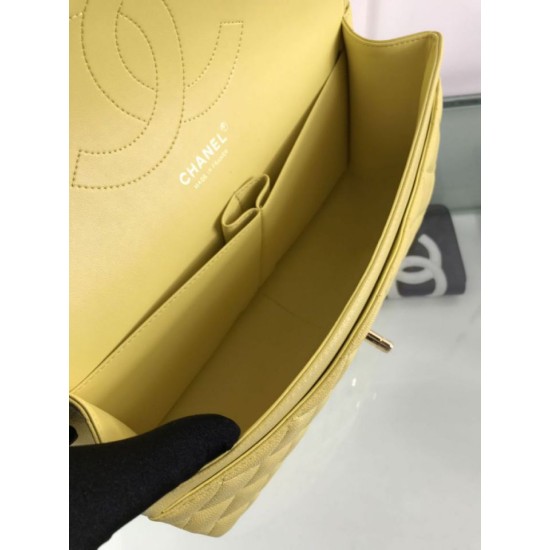 Replica Borsa Classica Grande Pelle Di Vitello Grana Metallo dorato A56800 Giallo