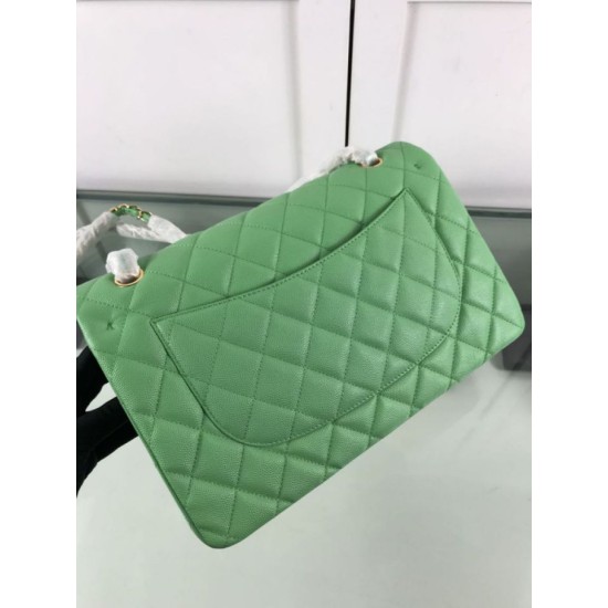 Replica Borsa Classica Grande Pelle Di Vitello Grana Metallo dorato A56800 Verde