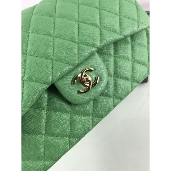 Replica Borsa Classica Grande Pelle Di Vitello Grana Metallo dorato A56800 Verde