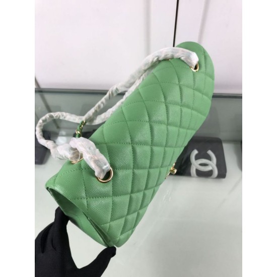 Replica Borsa Classica Grande Pelle Di Vitello Grana Metallo dorato A56800 Verde