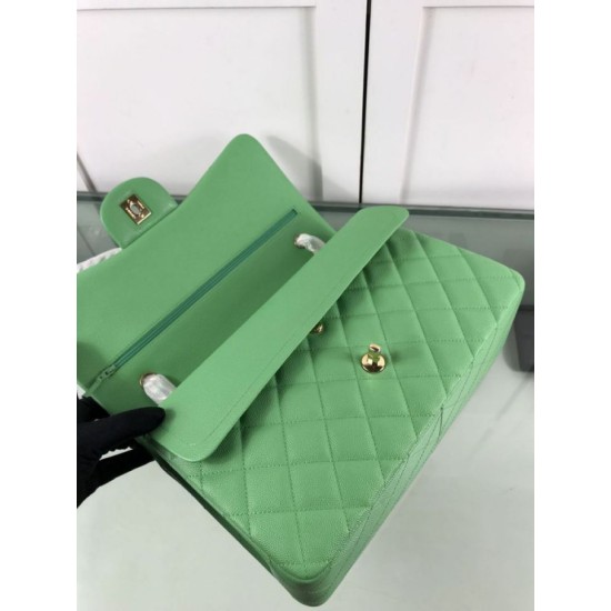 Replica Borsa Classica Grande Pelle Di Vitello Grana Metallo dorato A56800 Verde