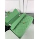 Replica Borsa Classica Grande Pelle Di Vitello Grana Metallo dorato A56800 Verde