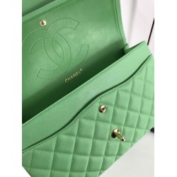 Replica Borsa Classica Grande Pelle Di Vitello Grana Metallo dorato A56800 Verde