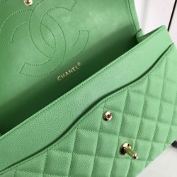 Replica Borsa Classica Grande Pelle Di Vitello Grana Metallo dorato A56800 Verde