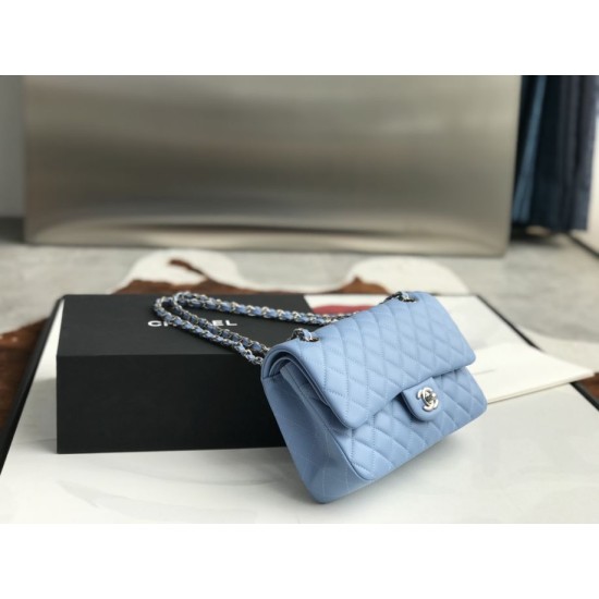 Replica Borsa con patta classica A1112 Hardware argento blu cielo