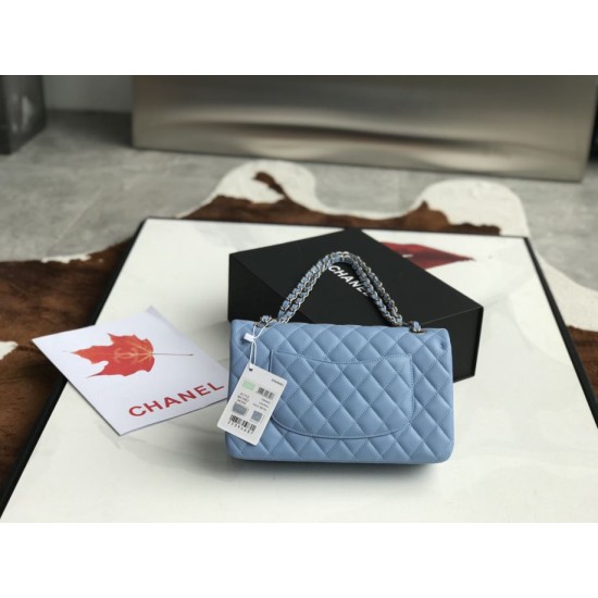 Replica Borsa con patta classica A1112 Hardware argento blu cielo