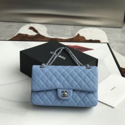 Replica Borsa con patta classica A1112 Hardware argento blu cielo