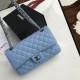 Replica Borsa con patta classica A1112 Hardware argento blu cielo