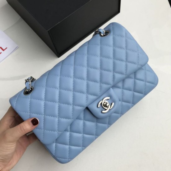 Replica Borsa con patta classica A1112 Hardware argento blu cielo