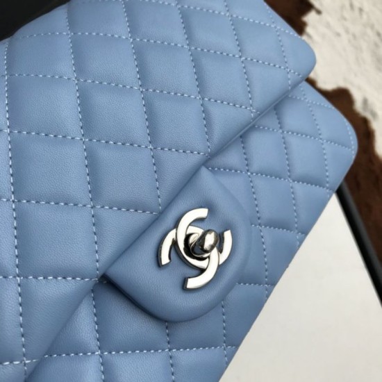 Replica Borsa con patta classica A1112 Hardware argento blu cielo