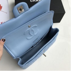 Replica Borsa con patta classica A1112 Hardware argento blu cielo