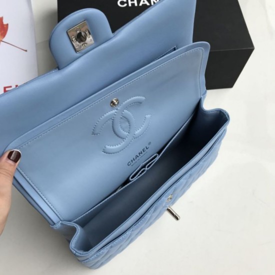 Replica Borsa con patta classica A1112 Hardware argento blu cielo