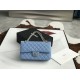 Replica Borsa classica con patta A1112 Hardware oro blu cielo