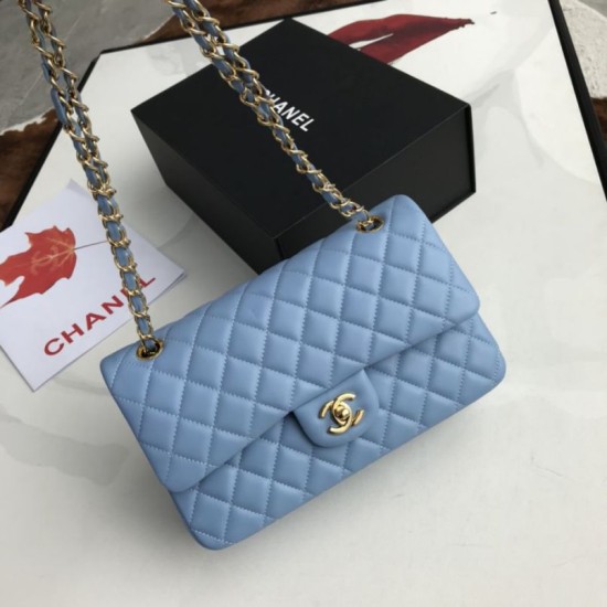 Replica Borsa classica con patta A1112 Hardware oro blu cielo