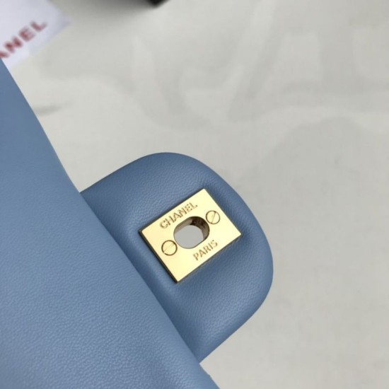 Replica Borsa classica con patta A1112 Hardware oro blu cielo