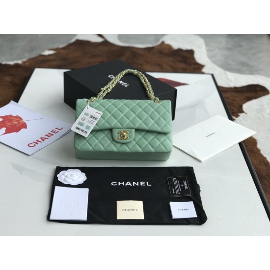 Replica Borsa classica con patta A1112 Hardware argento verde chiaro
