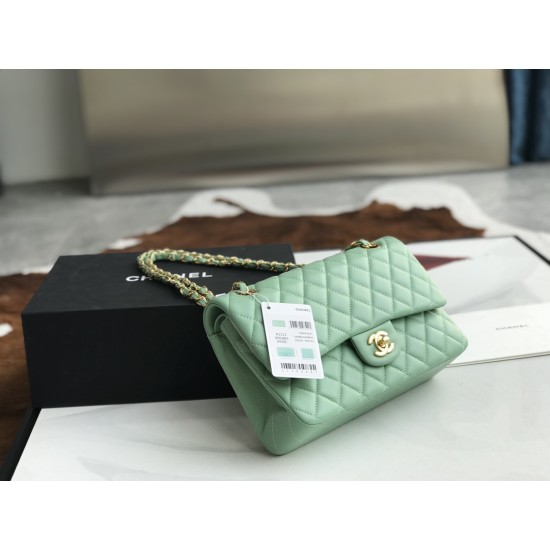 Replica Borsa classica con patta A1112 Hardware argento verde chiaro