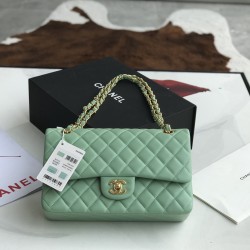 Replica Borsa classica con patta A1112 Hardware argento verde chiaro