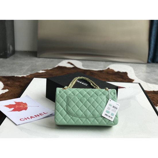 Replica Borsa classica con patta A1112 Hardware argento verde chiaro