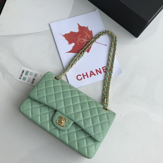 Replica Borsa classica con patta A1112 Hardware argento verde chiaro