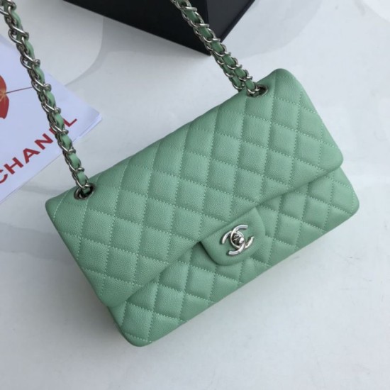 Replica Borsa Classica In Pelle Di Vitello Grana A1112 Verde Chiaro