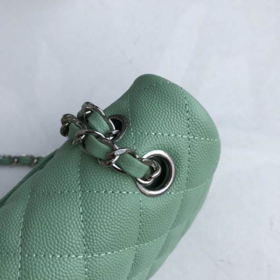 Replica Borsa Classica In Pelle Di Vitello Grana A1112 Verde Chiaro