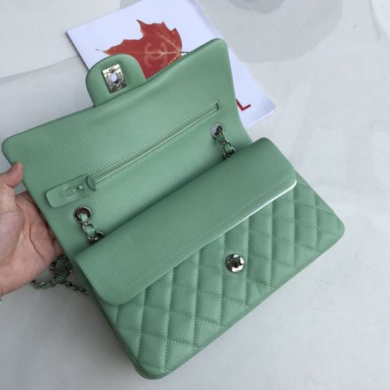 Replica Borsa Classica In Pelle Di Vitello Grana A1112 Verde Chiaro