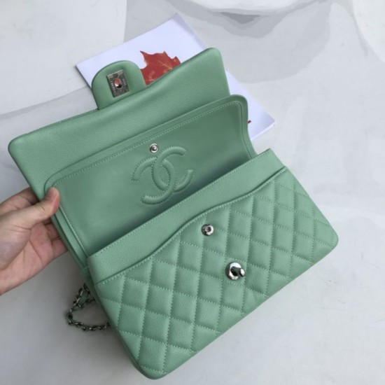 Replica Borsa Classica In Pelle Di Vitello Grana A1112 Verde Chiaro