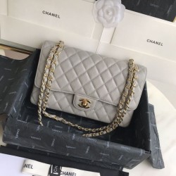 Replica Borsa con patta classica in pelle di vitello granulata A1112 Grigio