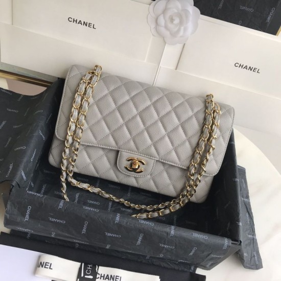 Replica Borsa con patta classica in pelle di vitello granulata A1112 Grigio