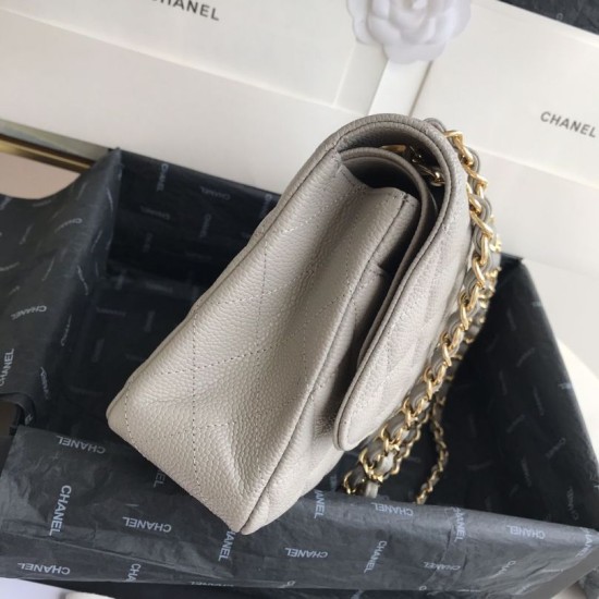 Replica Borsa con patta classica in pelle di vitello granulata A1112 Grigio
