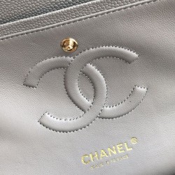 Replica Borsa con patta classica in pelle di vitello granulata A1112 Grigio