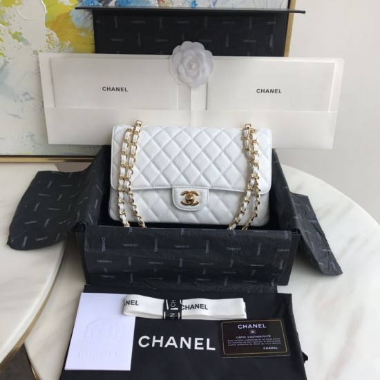 Replica Borsa classica con pattina in pelle di vitello granato A1112 Bianco